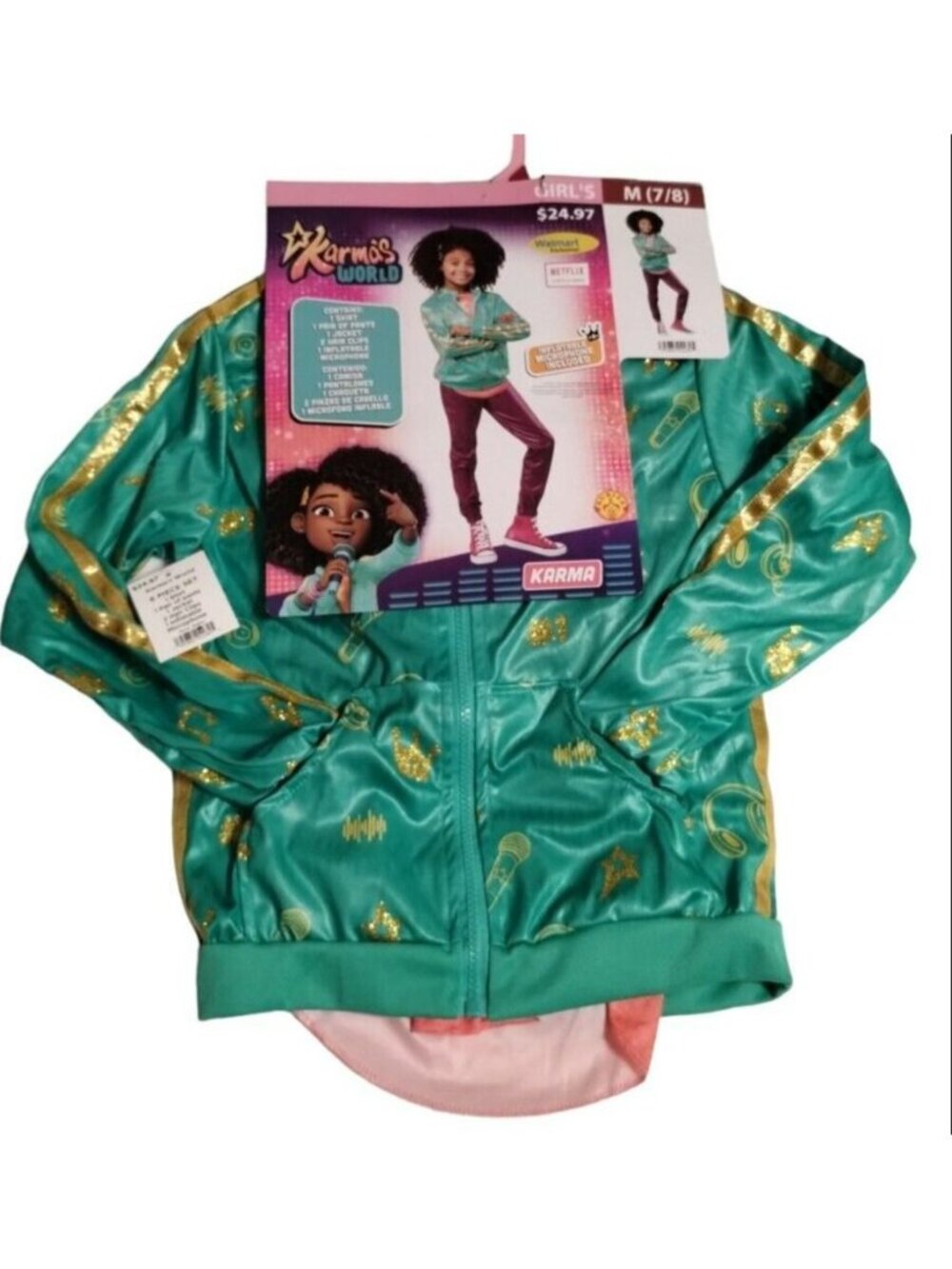 Rubies Karmas World Girls Medium 7-8 Shirt Jacket Microphone Halloween Costume